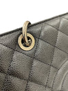CHANEL 香奈兒 GST 托特包 荔枝牛皮 黑色 銀釦