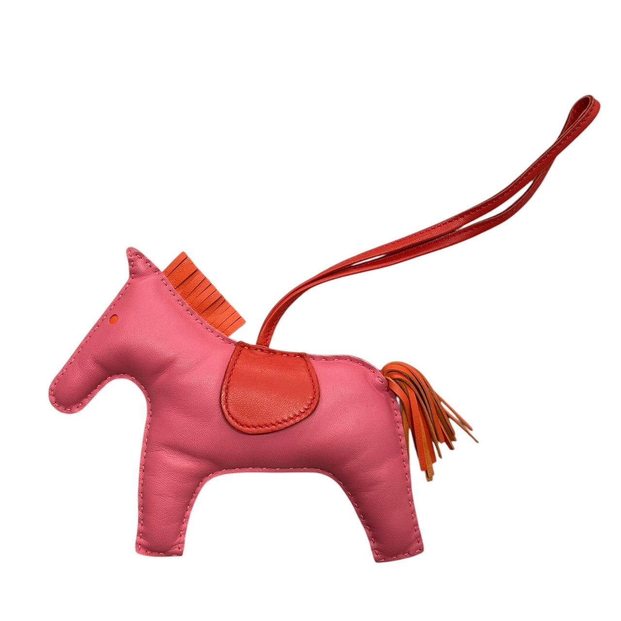 HERMES 愛馬仕 RODEO MM M號小馬吊飾 皮革 粉色系