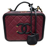 CHANEL 香奈兒 A93343 CC FILIGREE VANITY CASE 復古箱包 荔枝牛皮 酒紅色 金釦