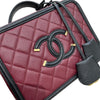 CHANEL 香奈兒 A93343 CC FILIGREE VANITY CASE 復古箱包 荔枝牛皮 酒紅色 金釦