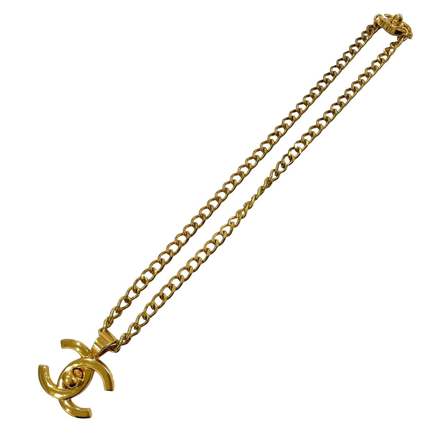 CHANEL 香奈兒 96P TURN-LOCK 鎖頭造型項鍊 合金 金色