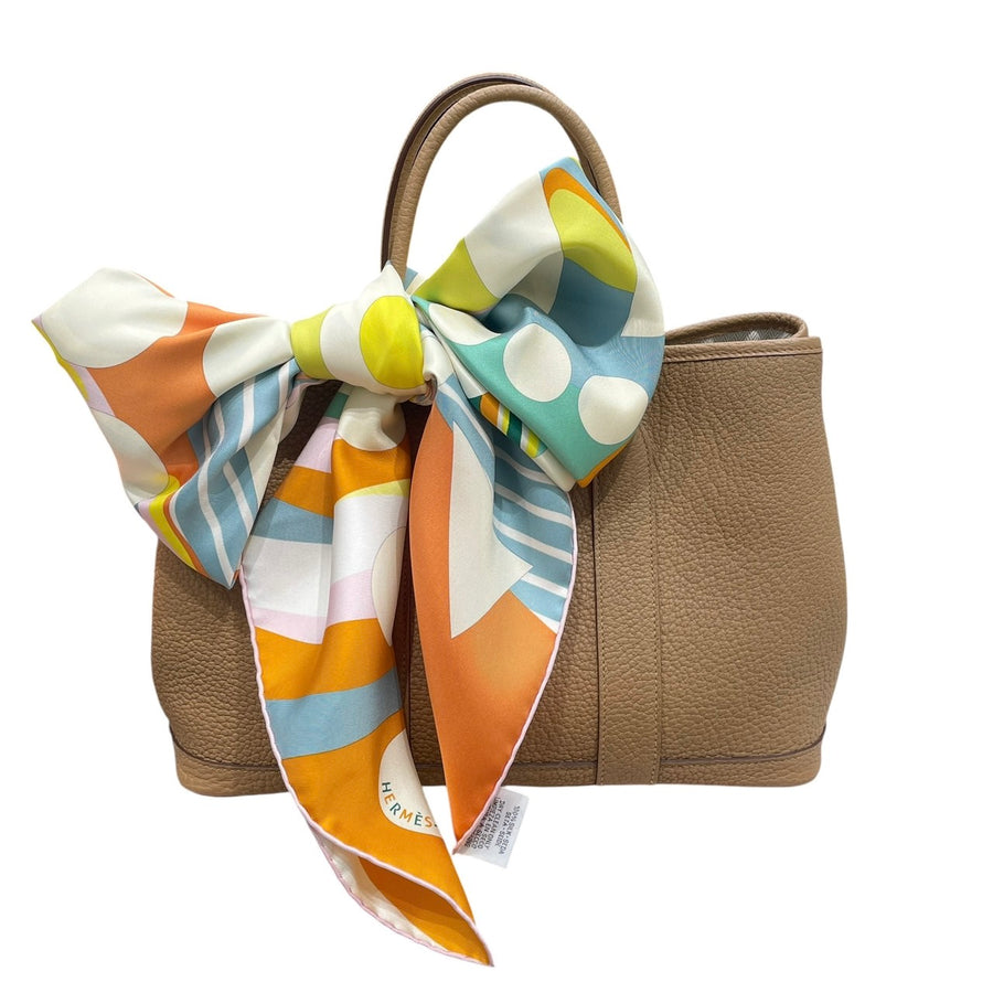 HERMES 愛馬仕 CARRE 90 LE REVE DE JULIA 絲巾 純蠶絲 橘色系