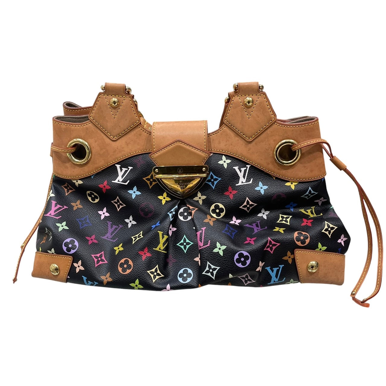 LOUIS VUITTON 路易威登 M40124 URSULA 托特包 PVC帆布 黑三彩 金釦