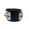 HERMES 愛馬仕 口Q刻 COLLIER DE CHIEN BRACELET 手環 牛皮 黑色 銀釦