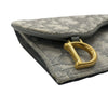 DIOR 迪奧 SADDLE FLAP 卡夾 緹花帆布 灰色 金釦