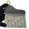 DIOR 迪奧 SADDLE FLAP 卡夾 緹花帆布 灰色 金釦