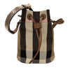 BURBERRY 博柏利 8084045 CHECK CANVAS SMALL BUCKET BAG 經典格紋棉質小號水桶包 灰褐色格紋/棕色