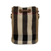 BURBERRY 博柏利 8084045 CHECK CANVAS SMALL BUCKET BAG 經典格紋棉質小號水桶包 灰褐色格紋/棕色