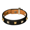 HERMÈS 愛馬仕 X刻 MINI DOG CLOUS CARRÉS 黑色皮革鉚釘手環