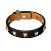 HERMÈS 愛馬仕 X刻 MINI DOG CLOUS CARRÉS 黑色皮革鉚釘手環