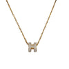 HERMES 愛馬仕 MINI POP H NACKLACE 迷你H琺瑯項鍊 栗子灰 鍍金