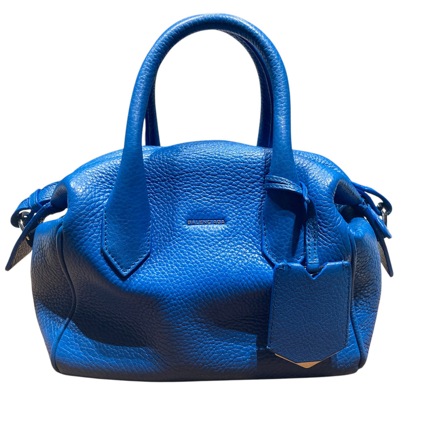 BALENCIAGA 巴黎世家 INFANTA MINI BOSTON BAG 藍色 皮革 銀釦