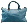 BALENCIAGA 巴黎世家 CLASSIC WORK 藍色 皮革 深灰釦