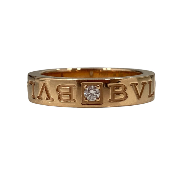 BVLGARI 寶格麗 B.zero1 經典雙標誌 18K玫瑰金/黃金 鑲鑽戒指 (單鑽/1P)