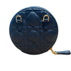 CHRISTIAN DIOR 迪奧 CARO ROUND POUCH WITH CHAIN 黑色 小牛皮 金釦