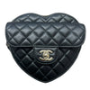 CHANEL 香奈兒 CC IN LOVE HEART 愛心鍊條包 羊皮 黑色 金釦