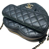 CHANEL 香奈兒 CC IN LOVE HEART 愛心鍊條包 羊皮 黑色 金釦