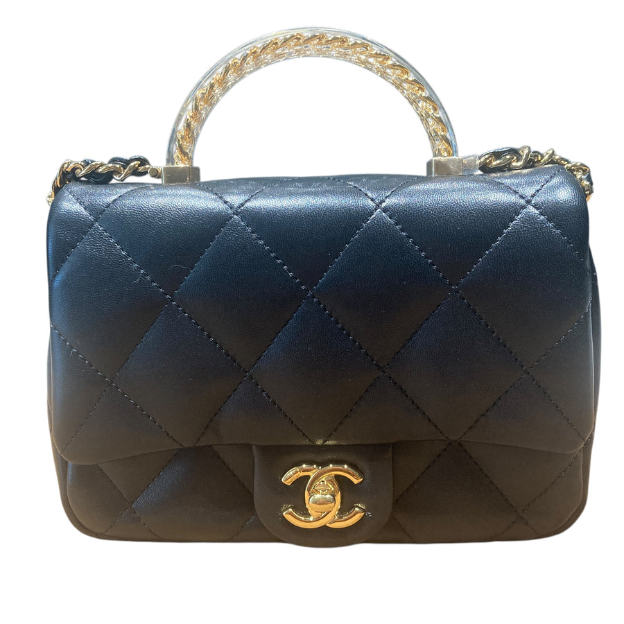 CHANEL 香奈兒 FLAPBAG 黑色 皮革 金釦