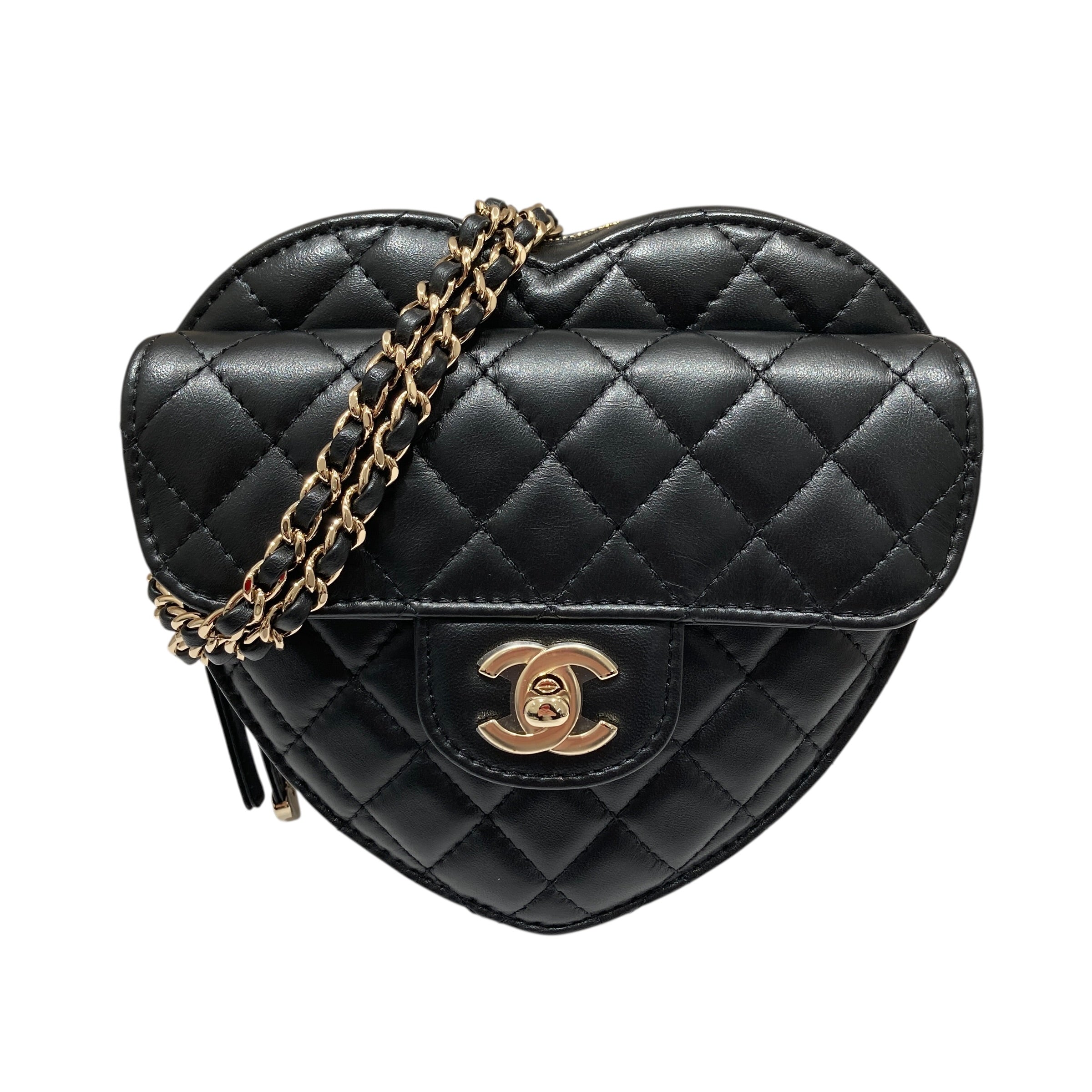 CHANEL 香奈兒 CC IN LOVE 愛心側背包 黑色 皮革