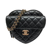 CHANEL 香奈兒 CC IN LOVE 愛心側背包 黑色 皮革