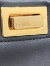 FENDI 芬迪 PEEKABOO MINI 鉚釘手拿肩背包 8BN244 皮革 黑色 金釦