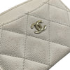 CHANEL 香奈兒 卡夾 荔枝牛皮 白色 淡金釦