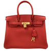 HERMES 愛馬仕 BIRKIN 30 手拿包 TC皮 橘紅色 金釦