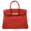 HERMES 愛馬仕 BIRKIN 30 手拿包 TC皮 橘紅色 金釦