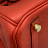 HERMES 愛馬仕 BIRKIN 30 手拿包 TC皮 橘紅色 金釦