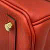 HERMES 愛馬仕 BIRKIN 30 手拿包 TC皮 橘紅色 金釦