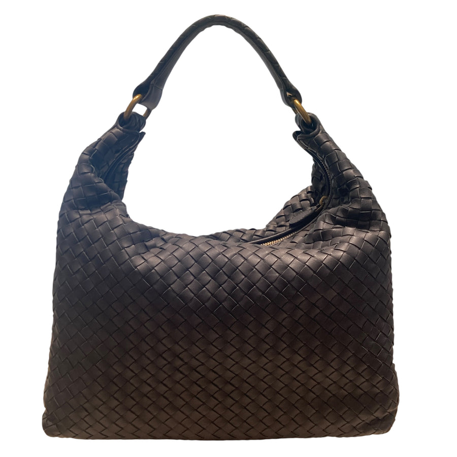 BOTTEGA VENETA 寶緹嘉 HOBE BAG 深灰色 編織皮革 金釦