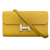 HERMES 愛馬仕 CONSTANCE TOGO 肩背長夾 EVERCOLOR 黃色 銀釦