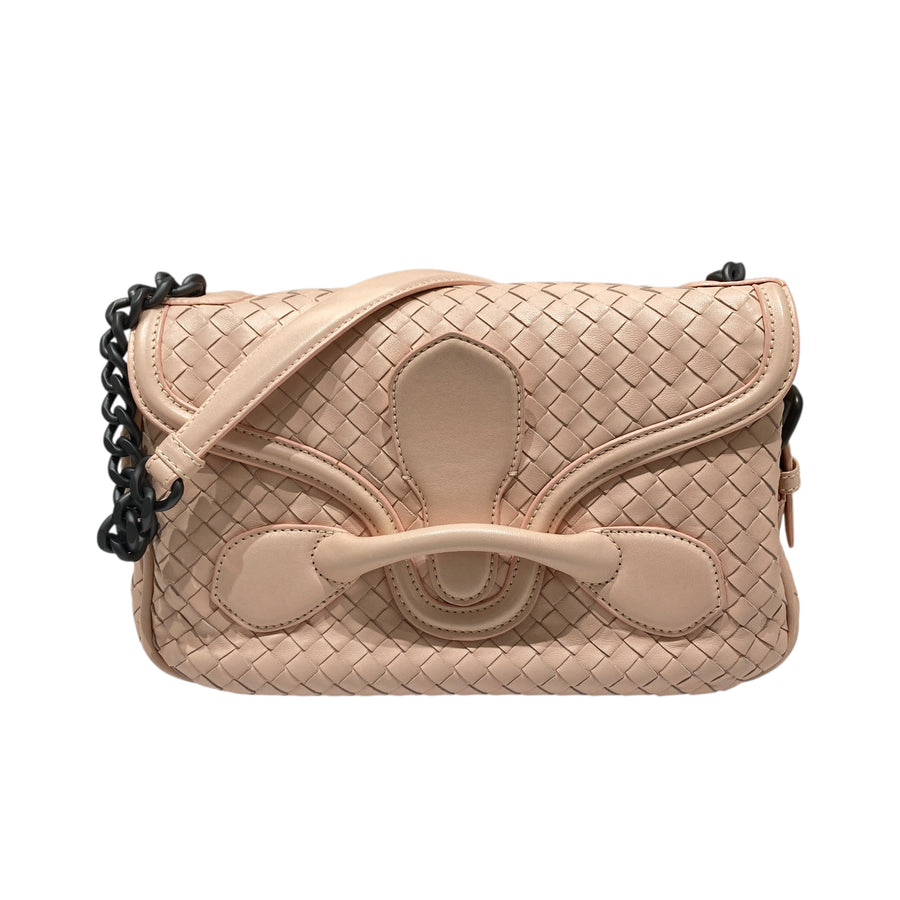 BOTTEGA VENETA 寶緹嘉 RIALTO BAG 編織肩背包 皮革 粉色 黑釦