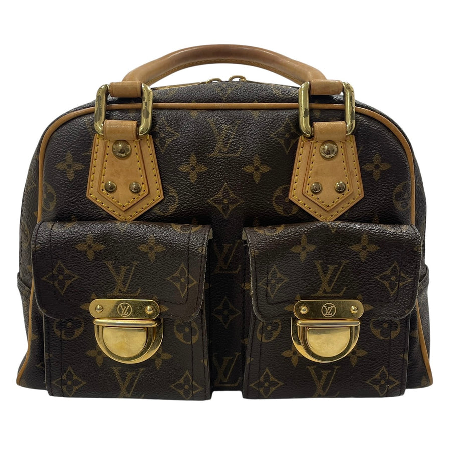 LOUIS VUITTON 路易威登 M40026 MANHATTAN PM 曼哈頓手提包 PVC帆布 老花 棕色 金釦