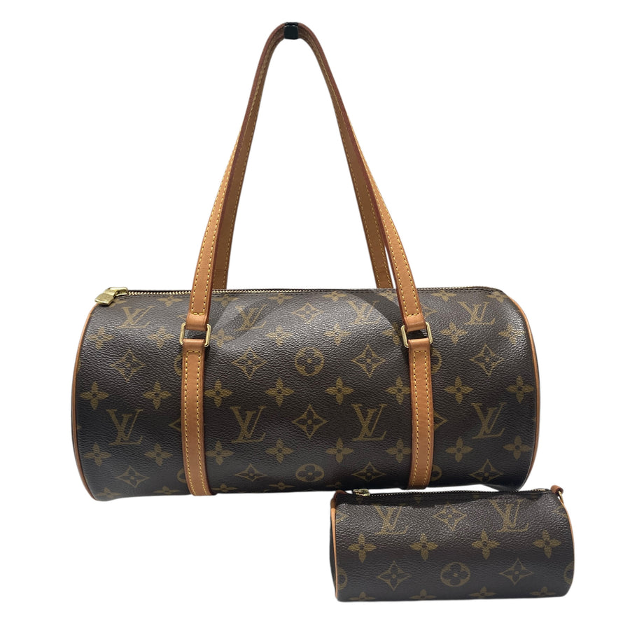 LOUIS VUITTON PAPILLON BAG 深棕色 帆布 金釦