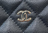 CHANEL 香奈兒 經典拉鍊卡片夾 AP3179  荔枝牛皮 黑色 金釦
