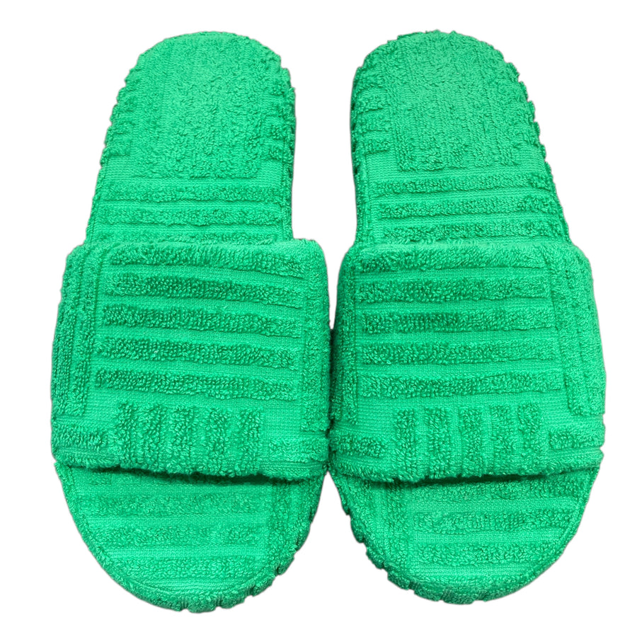 BOTTEGA VENETA 葆蝶佳 涼鞋 拖鞋 Resort Sponge Sandals 棉質毛巾布 草綠色 #39