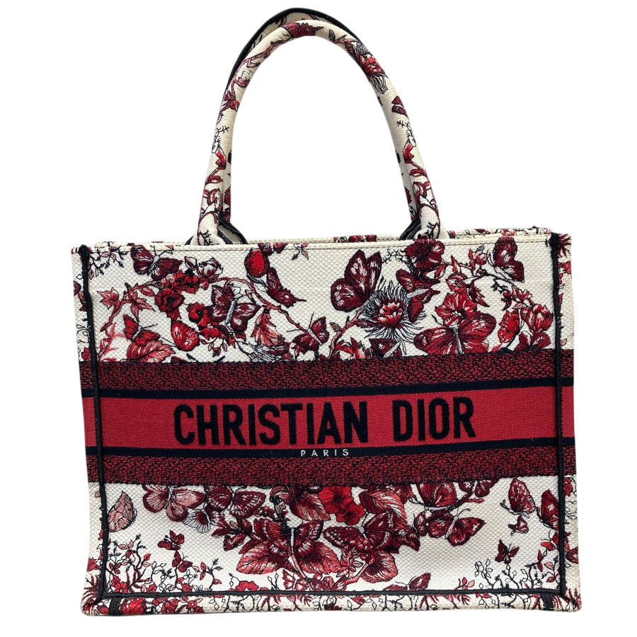 DIOR 迪奧 托特包 BOOK TOTE 36 白紅緹花帆布