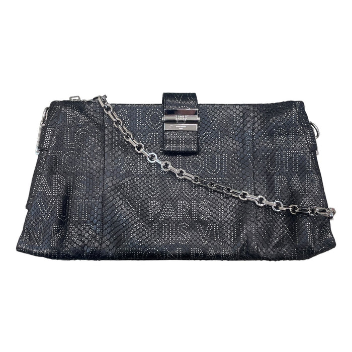 LOUIS VUITTON 路易威登 M95824 PYTHON PERFORE LUTECE 手拿包 蟒蛇皮 黑色 銀釦
