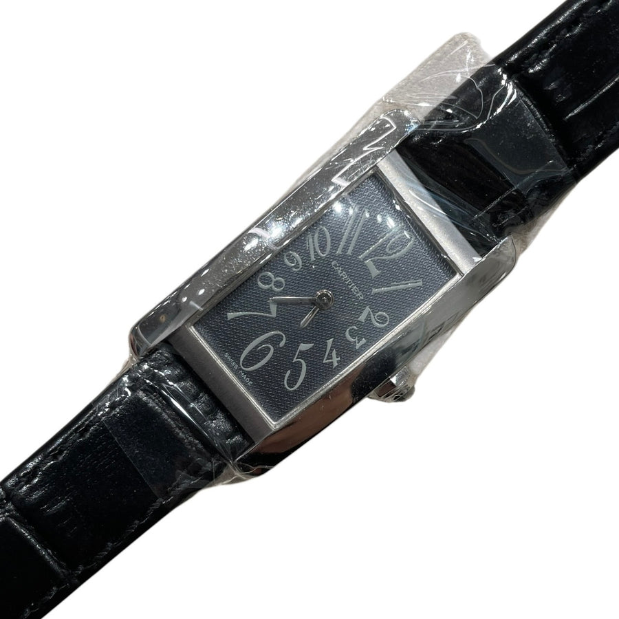 CARTIER 卡地亞 CARTIER TANK AMÉRICAINE 腕表 石英機芯 K18WG 灰色盤面