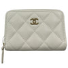 CHANEL 香奈兒 零錢包 荔枝牛皮 白色 金釦