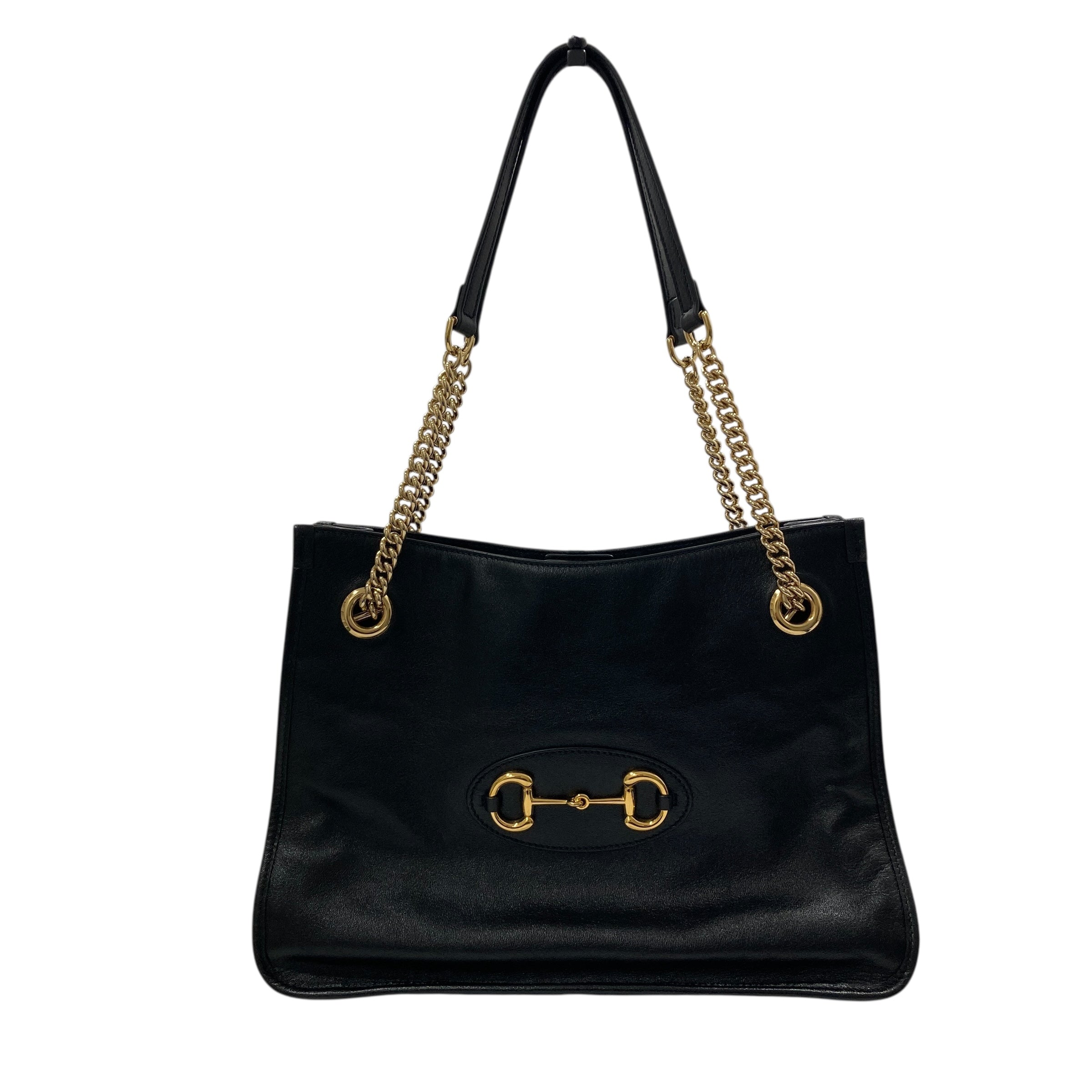 GUCCI 古馳 621144 1955 Horsebit 油蠟皮 肩背包 黑色