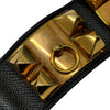 HERMES 愛馬仕 X刻Collier de Chien CDC SIZE:S 皮革 鉚釘 手鐲 黑色 玫瑰金
