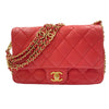 CHANEL 香奈兒 AS3757 小牛皮 肩背包 櫻桃紅色 金釦