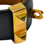 HERMES 愛馬仕 X刻Collier de Chien CDC SIZE:S 皮革 鉚釘 手鐲 黑色 玫瑰金