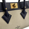 LOUIS VUITTON 路易威登 M22195 ON MY SIDE PM 帆布側背包 帆布/皮革 米色/深藍色 金釦