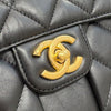 CHANEL 香奈兒 復古郵差包 皮革 黑色 金釦