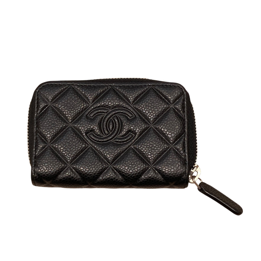 CHANEL 香奈兒 荔枝牛皮 零錢包 黑色