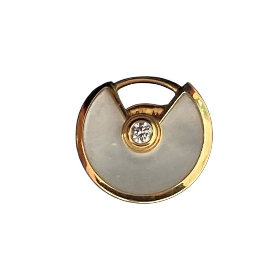 CARTIER 卡地亞 AMULETTE DE CARTIER 18K 珍珠母 鑽石 耳環 YG