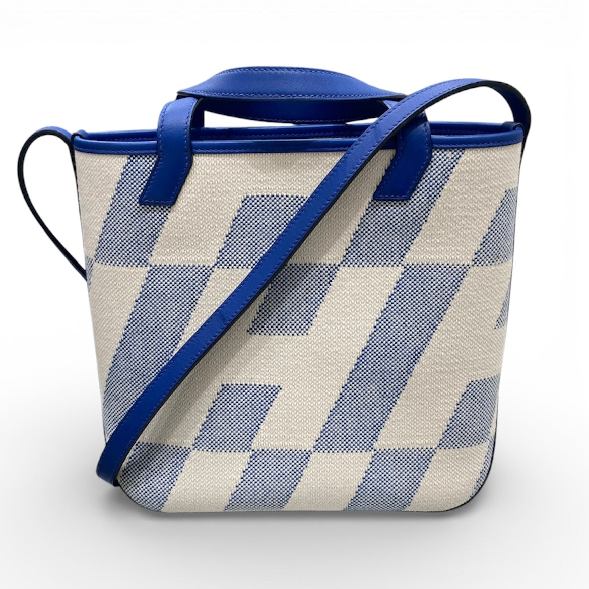 HERMES 愛馬仕 CABAS H BIAIS 27 帆布側背包 帆布 藍色系